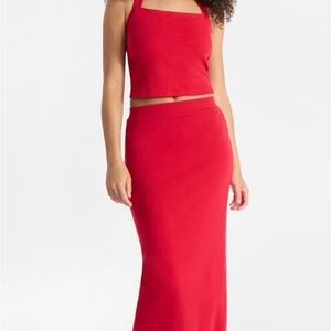 No Boundaries Square Neck Halter Top and Midi Skirt Set, 2-Piece